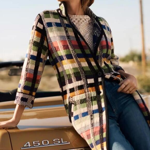 Aldo Martins Jackets & Blazers - Aldo Martins Anthropologie Shanley Plaid Wool Sweater Coat multicolor | Size M